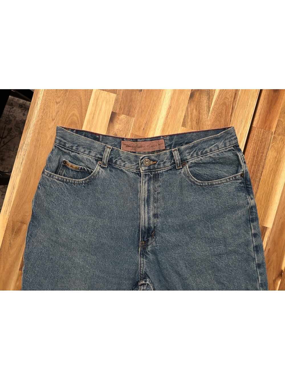 Eddie Bauer Classic Fit Jeans Petite 14 Vintage 100% Cotton Straight Leg (2191)